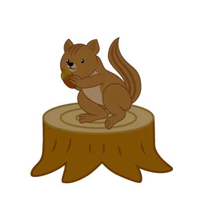 秋のリスとドングリのイラスト