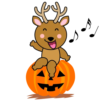 ハロウィンのシカキャラのイラスト