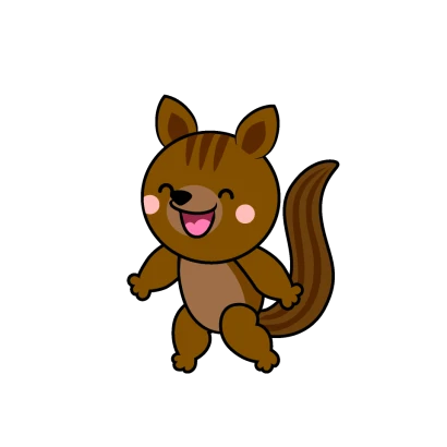 歩くリスキャラのイラスト