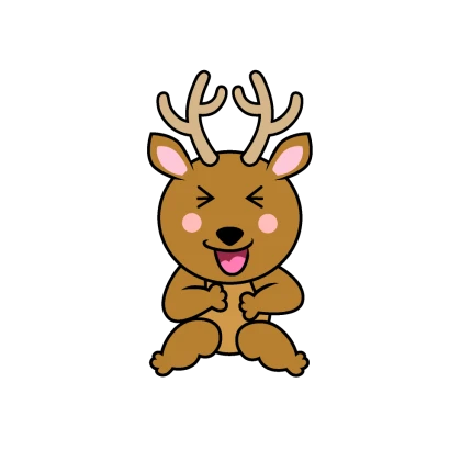 笑顔のシカキャラのイラスト