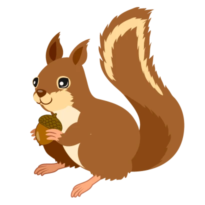 どんぐりとリスのイラスト