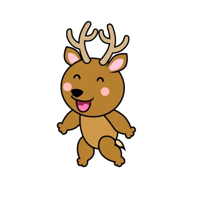 歩くシカキャラのイラスト