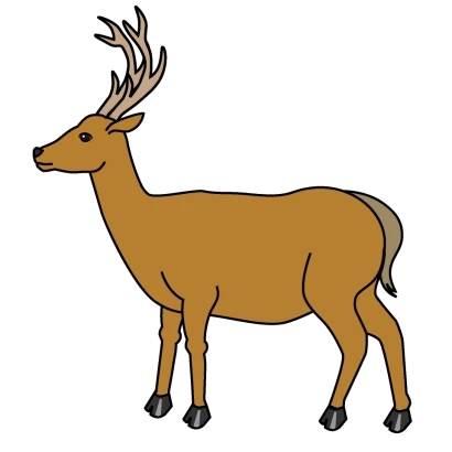 角があるシカのイラスト