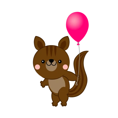 風船を持ったリスのイラスト