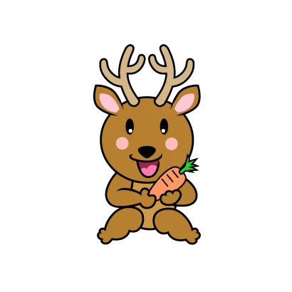 食べるシカキャラのイラスト