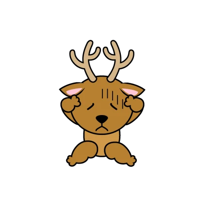 悩むシカキャラのイラスト