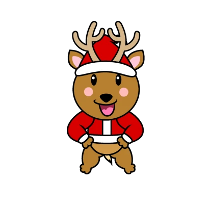 クリスマスのシカキャラのイラスト