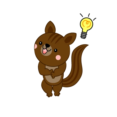 アイデアがひらめくリスのイラスト