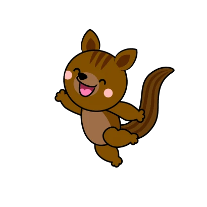 ジャンプするリスキャラのイラスト