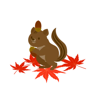 ドングリを頭にのっけた可愛いリスのイラスト