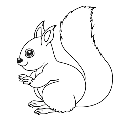 リス（白黒横）のイラスト