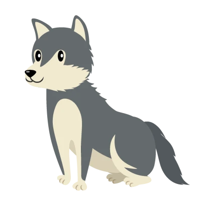 お座りしたオオカミのイラスト
