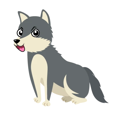 笑顔の狼キャラのイラスト