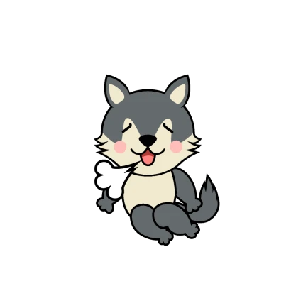 リラックスするオオカミキャラのイラスト