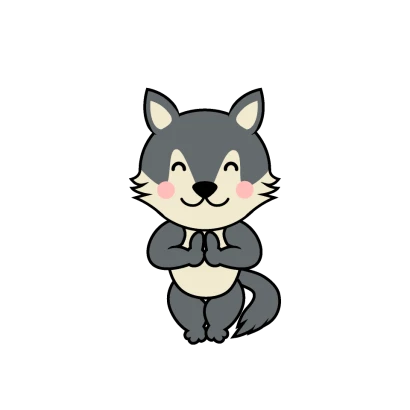感謝するオオカミキャラのイラスト