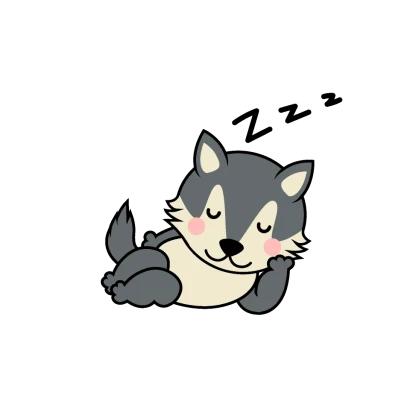 寝るオオカミキャラのイラスト