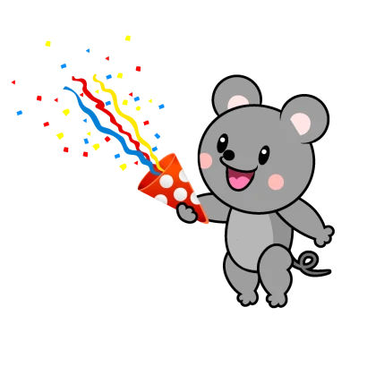 パーティーのネズミキャラのイラスト