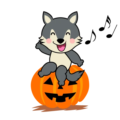 ハロウィンのオオカミキャラのイラスト