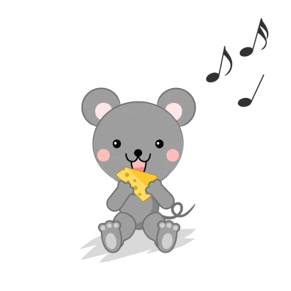 チーズを食べるネズミのイラスト
