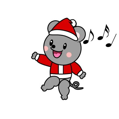クリスマスのネズミキャラのイラスト