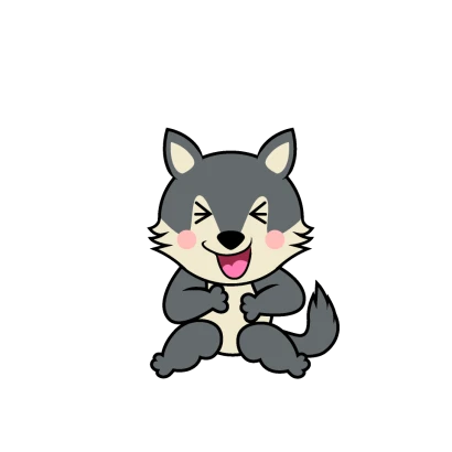 笑顔のオオカミキャラのイラスト