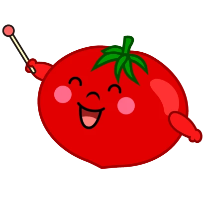 説明するトマトキャラのイラスト
