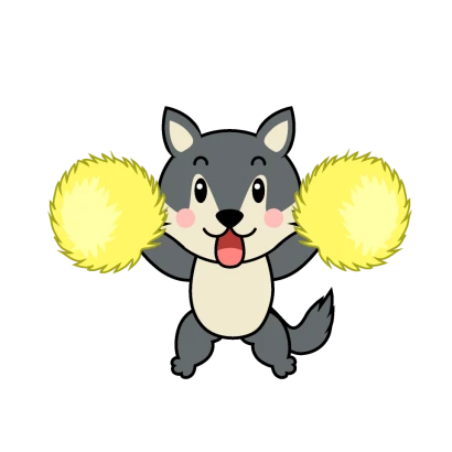 応援するオオカミキャラのイラスト