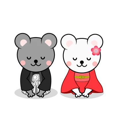 お正月のネズミキャラのイラスト