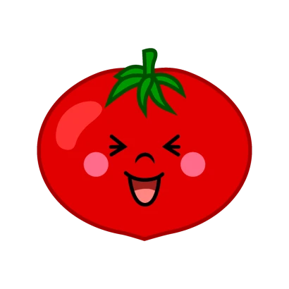 大笑いするトマトキャラのイラスト