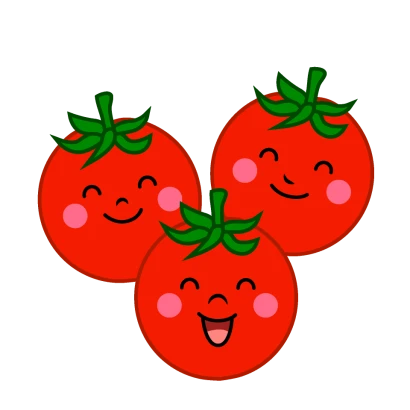 楽しそうなミニトマトキャラのイラスト