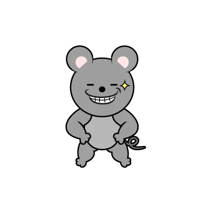 ニヤリ笑うネズミキャラのイラスト