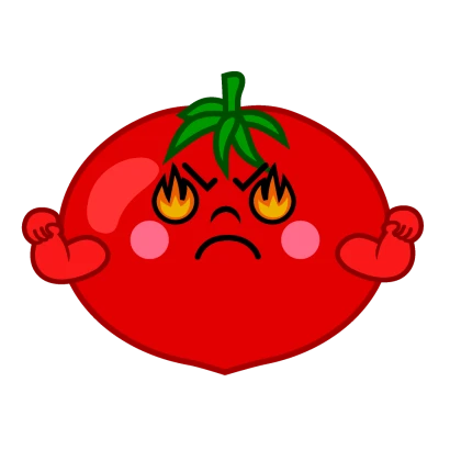 メラメラ燃えるトマトキャラのイラスト