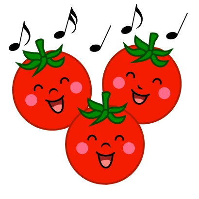 歌うミニトマトキャラのイラスト