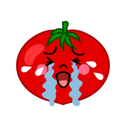 大泣きするトマトキャラのイラスト