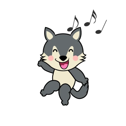 ダンスするオオカミキャラのイラスト