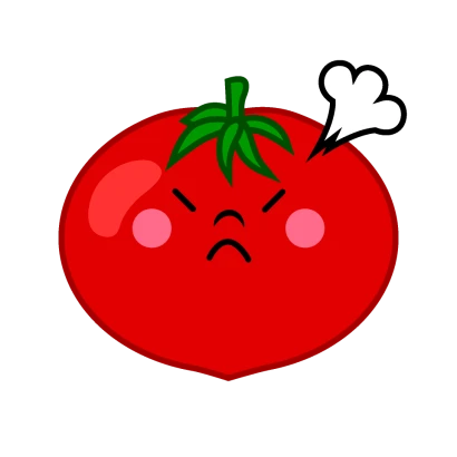 怒るトマトキャラのイラスト