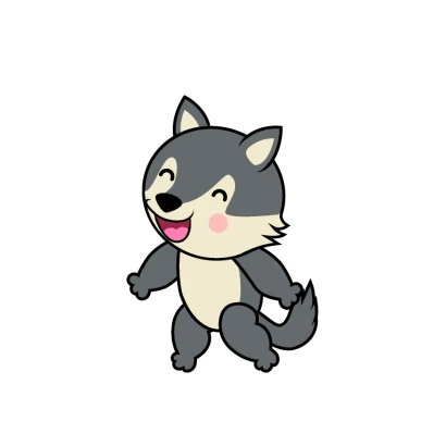 歩くオオカミキャラのイラスト
