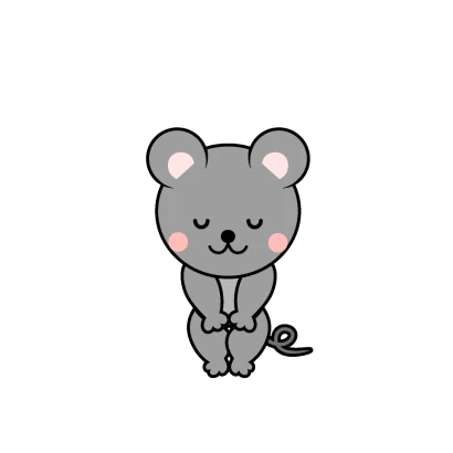 お辞儀するネズミキャラのイラスト