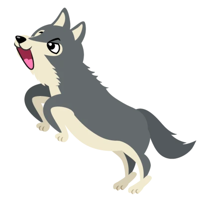 ジャンプする狼キャラのイラスト