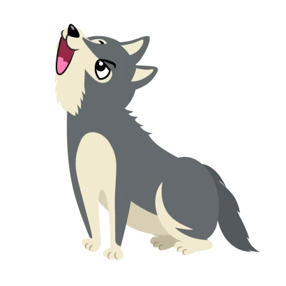遠吠えする狼キャラのイラスト