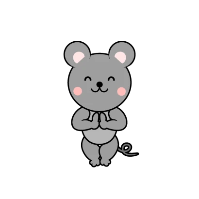 感謝するネズミキャラのイラスト