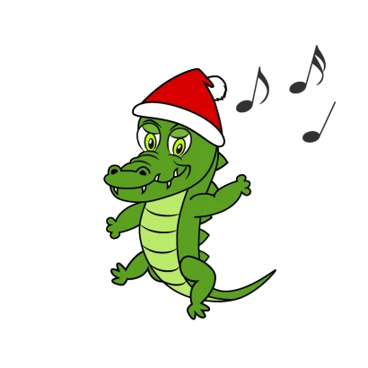 クリスマスのワニのイラスト