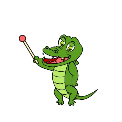 説明するワニのイラスト