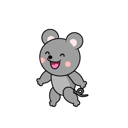 歩くネズミキャラのイラスト