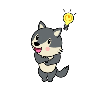 ひらめくオオカミキャラのイラスト