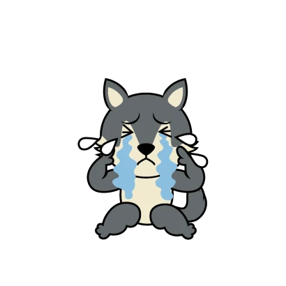 泣くオオカミキャラのイラスト
