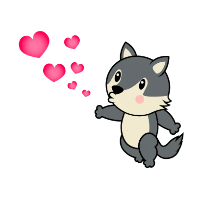 キスするオオカミキャラのイラスト