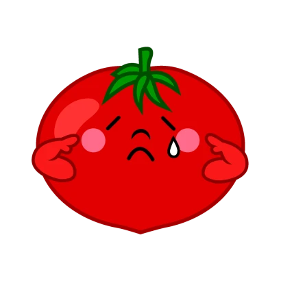 メソメソ泣くトマトキャラのイラスト