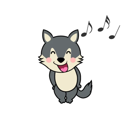歌うオオカミキャラのイラスト