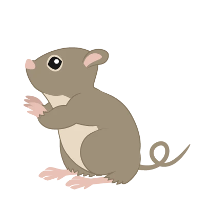見上げるハツカネズミ（横）のイラスト